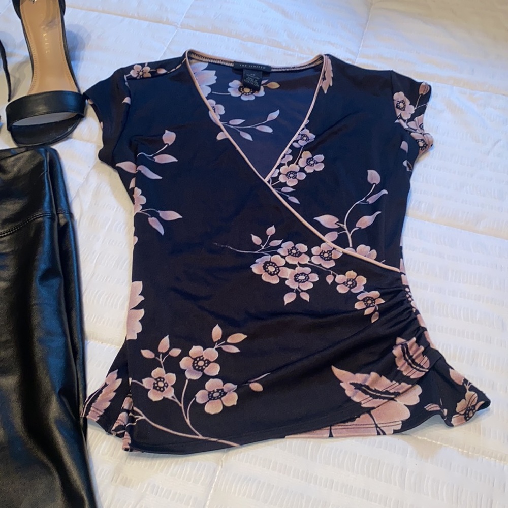The Limited Floral Wrap Top